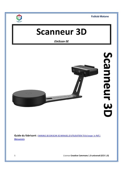 Fichier:Guide pour EinScan SE par Fablab Matane.pdf