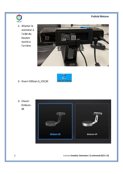 Fichier:Guide pour EinScan SE par Fablab Matane.pdf